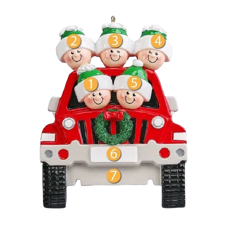 Breathable Rudolph Me Personalized SUV Family of 5 Ornament Top-Quality