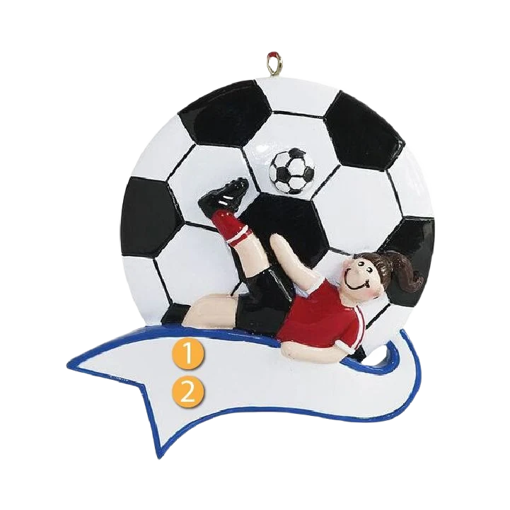 Dependable Rudolph Me Personalized Girl Kicking Soccer Ball Ornament First-Class