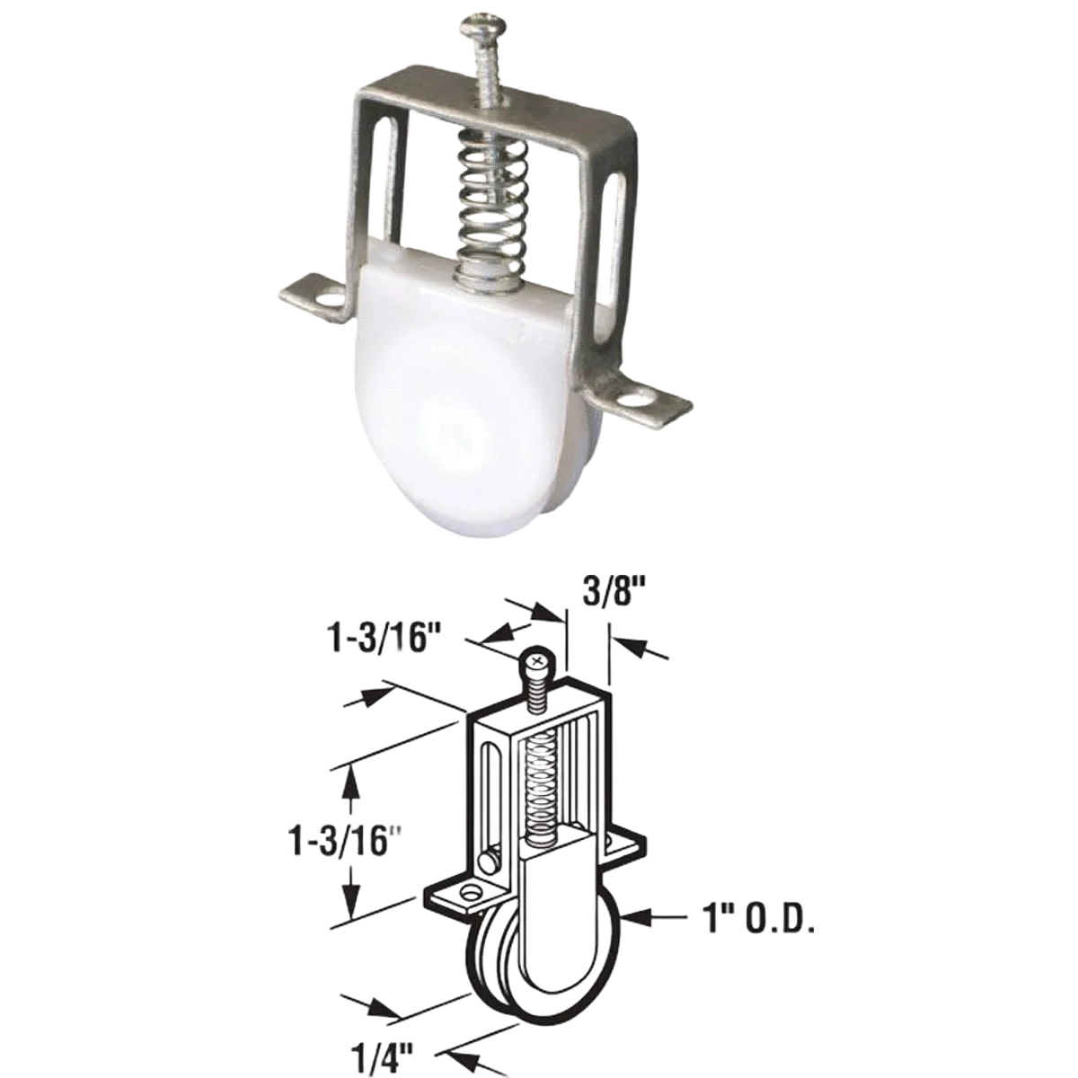 Smooth Prime-Line Adjustable Screen Door Roller Assembly Natural
