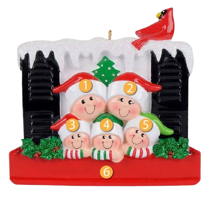 Smart Rudolph Me Personalized Family of 5 in Window Ornament Reliable