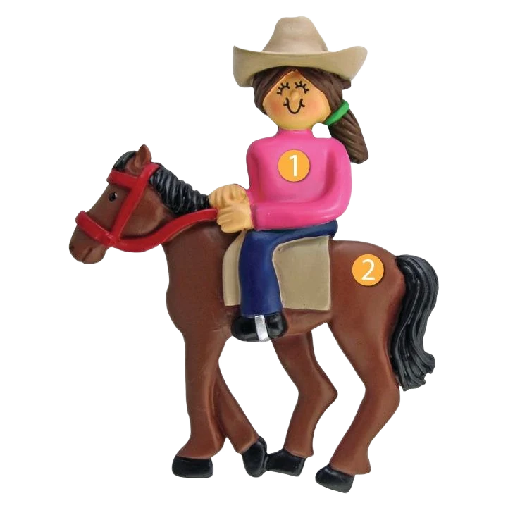 Easy-to-Use Ornament Central Personalized Brunette Female Horseback Riding Ornament High-Performance