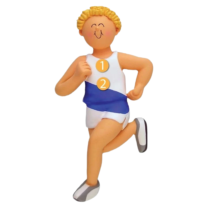 Secure Ornament Central Personalized Blonde Male Runner Ornament Relaxed