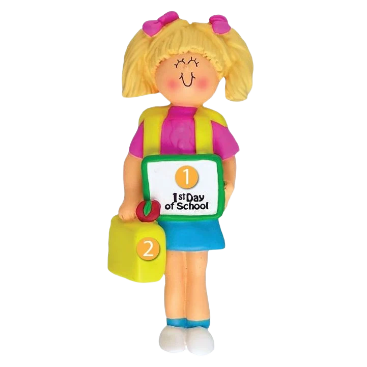 Official Ornament Central Personalized Blonde Female First Day Of School Ornament Exclusive