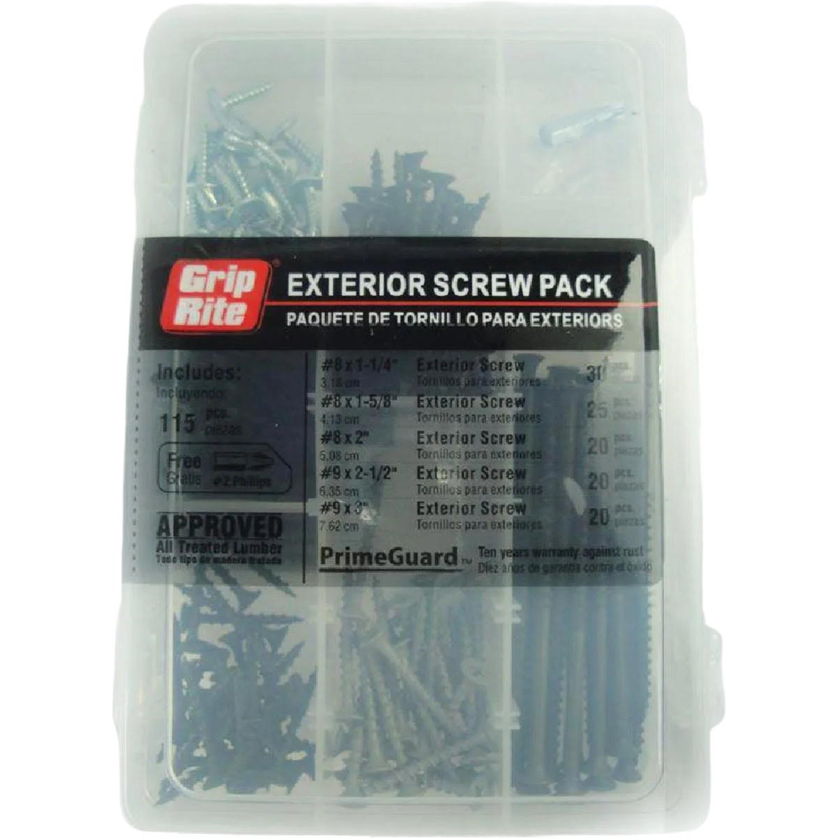 Convenient Grip-Rite Assorted 115-Piece Exterior Screw Multipack Clean