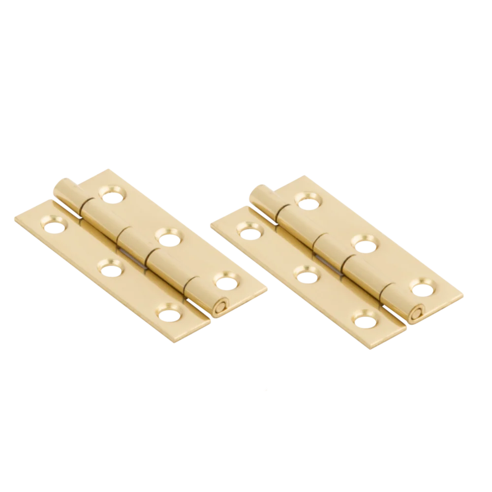 First-Class National Hardware 1 x 2 Brass Narrow Decorative Hinge 2-Pack Soft