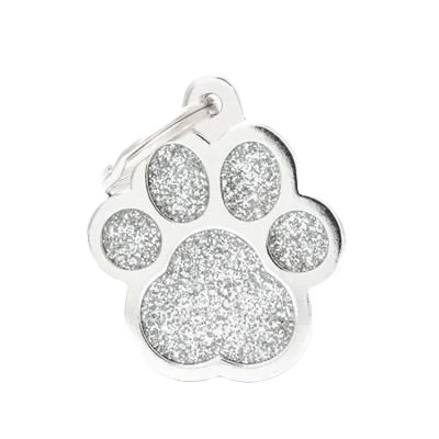 Responsible MyFamily Grey Glitter Big Paw ID Tag Powerful