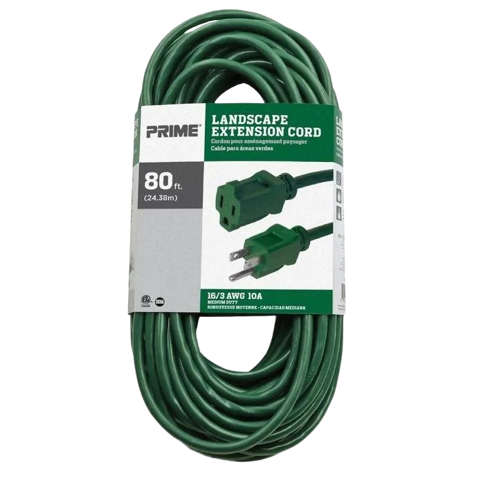 Genuine Prime Wire Cable 80 ft. 16 3 AWG Landscape Extension Cord High-End
