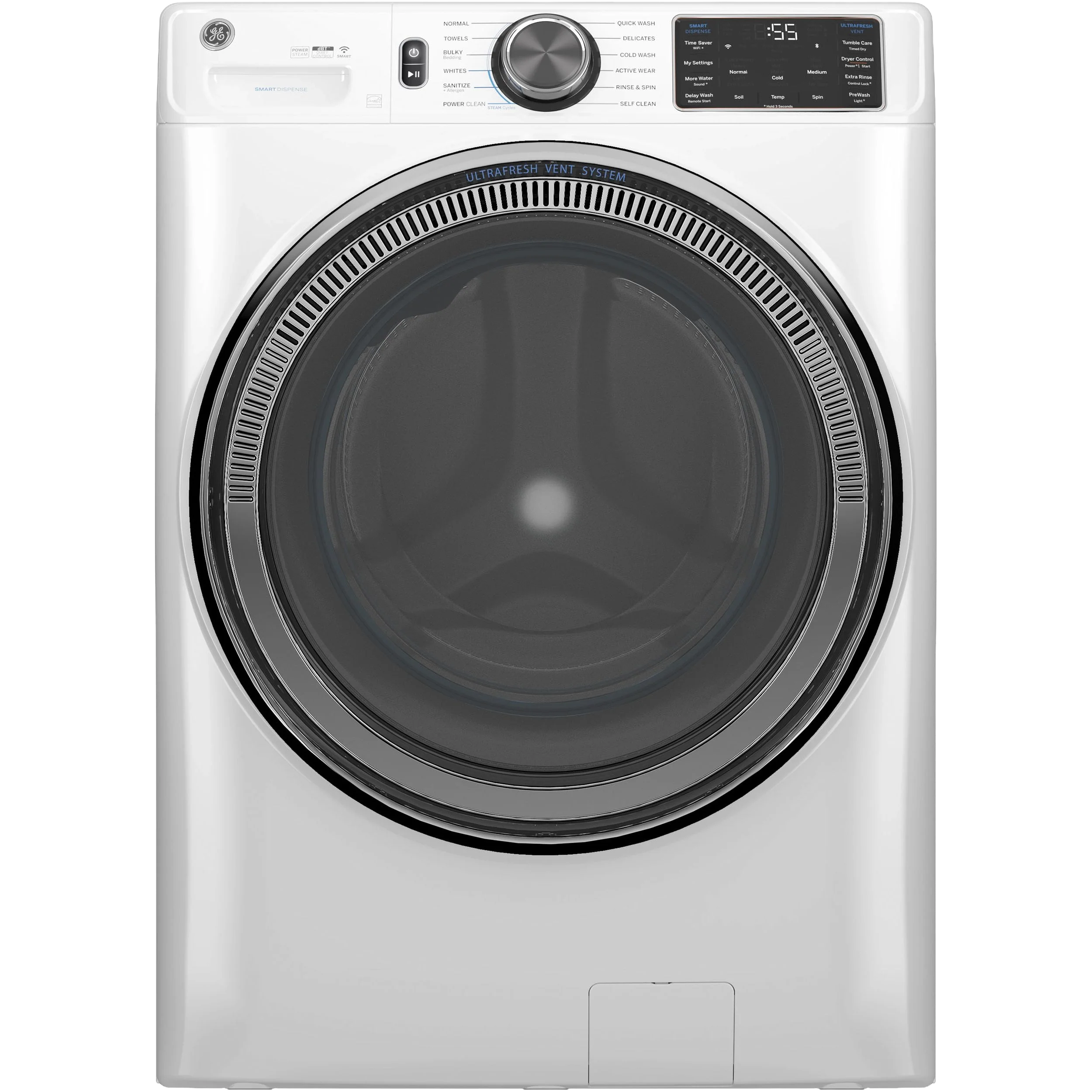 Official GE® ENERGY STAR® 5.0 cu. ft. Capacity Smart Front Load Steam Washer with SmartDispense™ UltraFresh Vent System with OdorBlock™ and Steam Casual