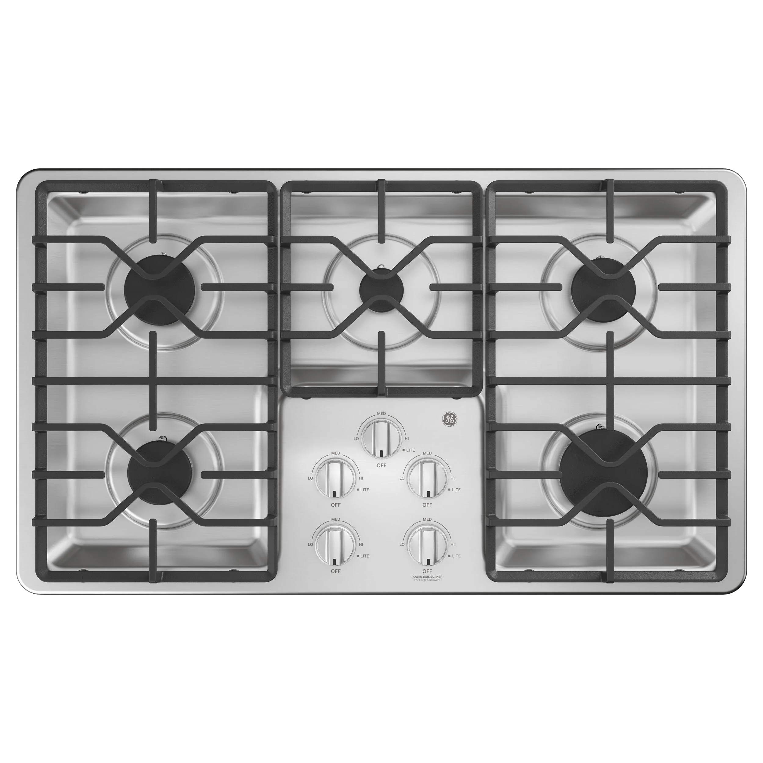 Stylish GE® 36 Built-In Gas Cooktop with Dishwasher-Safe Grates Sophisticated