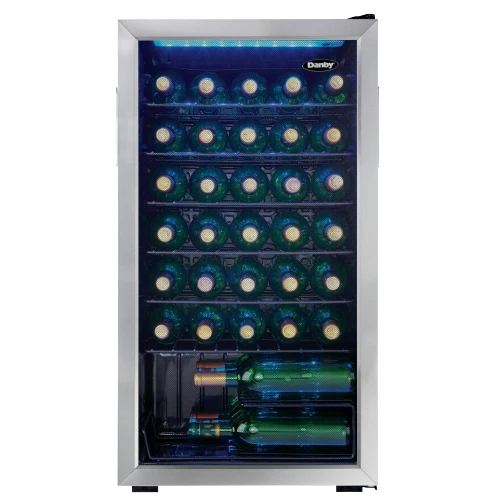 Organic 36 Bottle Wine Cooler Interior Blue LED Lighting Wire Shelves Stylish