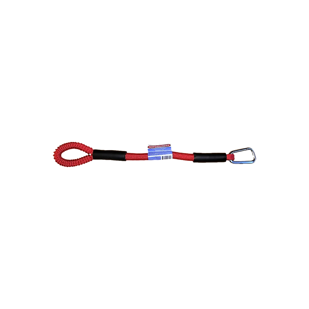Casual SuperBungee Red 8 in. Marine Cord with 1 Stainless Steel Carabiner Hook 1 Looped End Lightweight