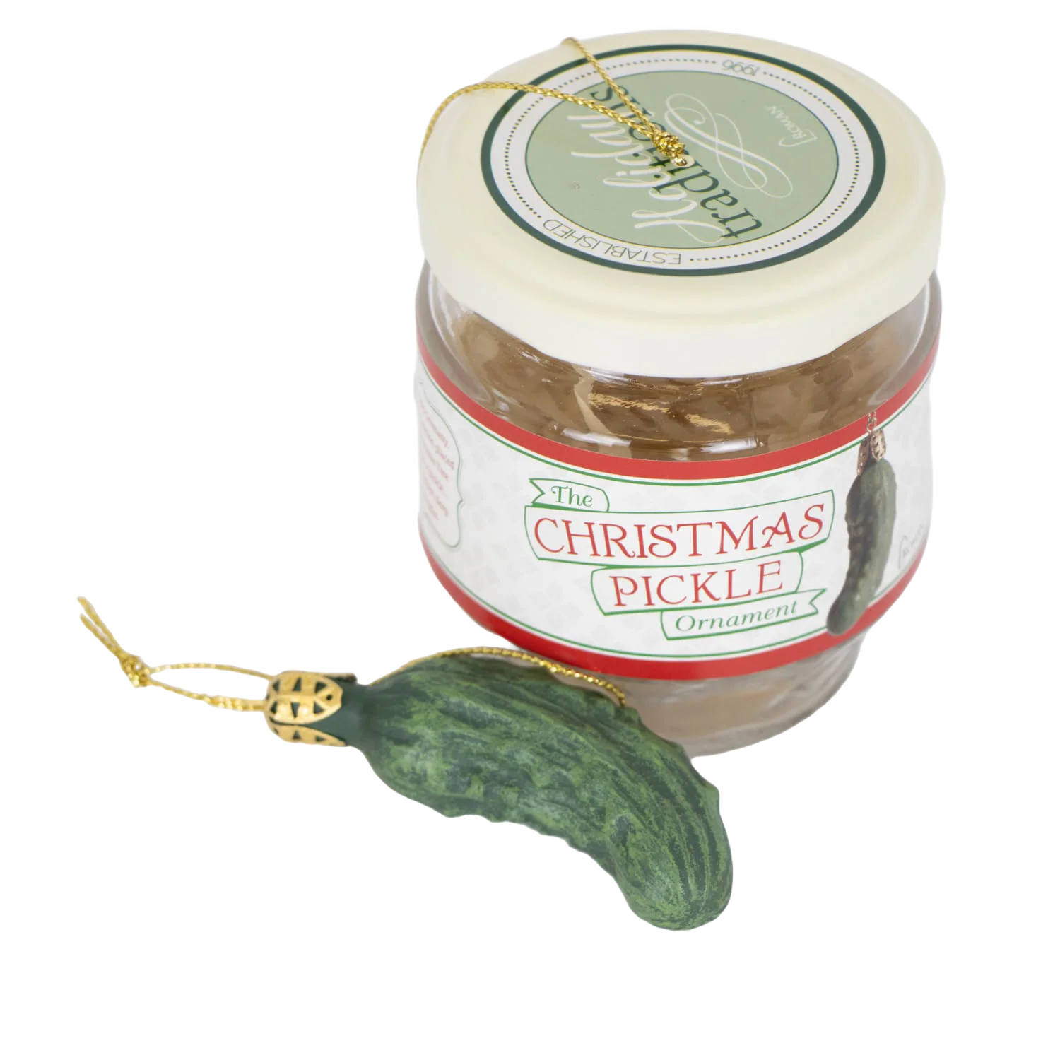 Relaxed Christmas Pickle in Glass Jar Ornament Set Modern