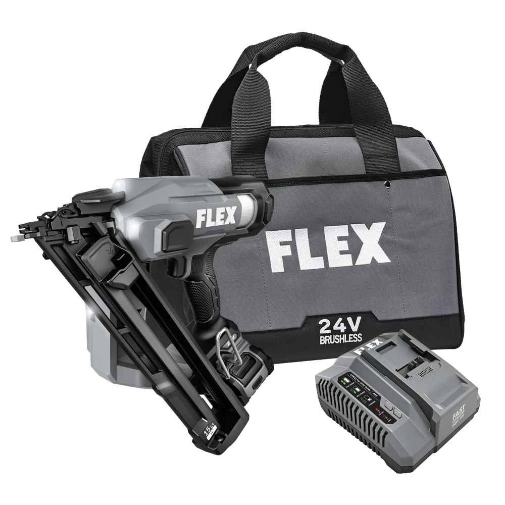 Efficient FLEX 15Ga Angled Finish Nailer Kit Elegant