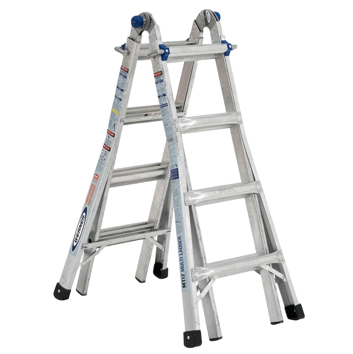 Artisan Werner Aluminum Multi-Position Telescoping Ladder with 300 lb. Load Capacity 17 ft. Eco-Friendly