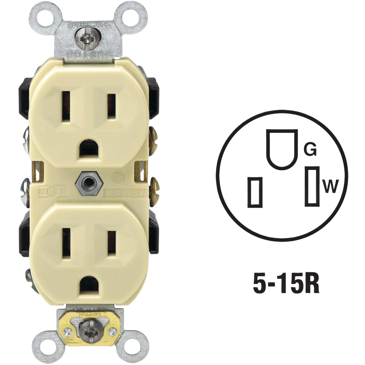 High-Performance Leviton 15A Ivory Shallow Commercial Grade 5-15R Duplex Outlet Official