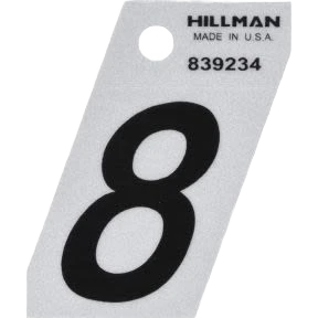 Smart Hillman 1-1 2-In. Adhesive Black Silver Angle-Cut House Number 8 Comfortable