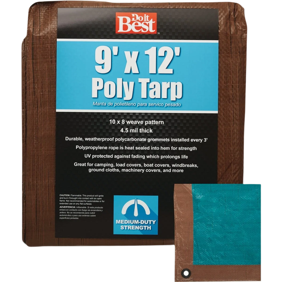 Crafted Do it Brown Green Medium Duty Poly Tarp 9 Ft. x 12 Ft. High-Performance