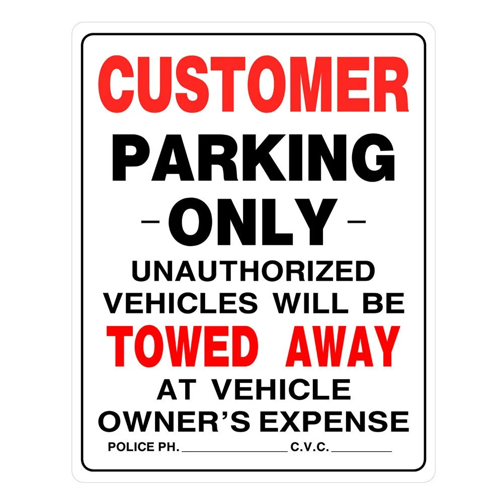 Sustainable Hillman Red Black Customer Only Parking Sign 15 in. x 19 in. Advanced