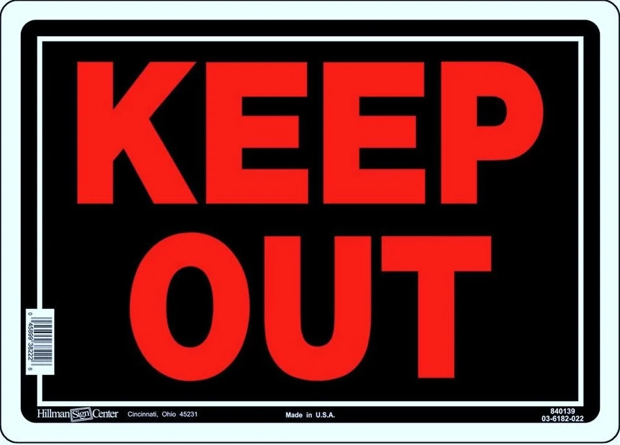 Outstanding Hillman Black Red Aluminum Keep Out Sign 10 x 14 in. Durable