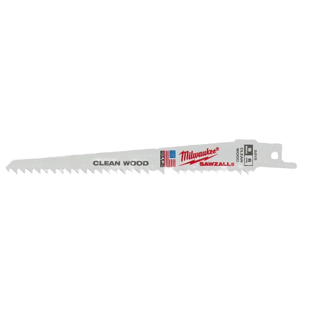 Minimalist Milwaukee SAWZALL® 6 6-TPI Wood-Cutting Reciprocating Blades 5-Pack Pure