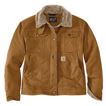 Unique Carhartt Women’s 2XL Brown Rugged Flex® Loose Fit Canvas Sherpa-Lined Jacket Fast
