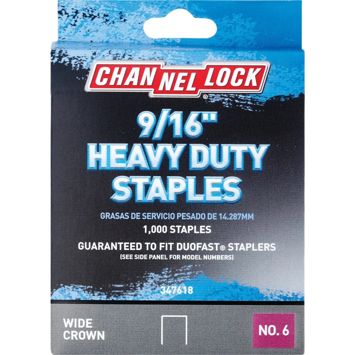 Relaxed Channellock No. 6 Heavy-Duty Wide Crown Staple 9 16 In Convenient