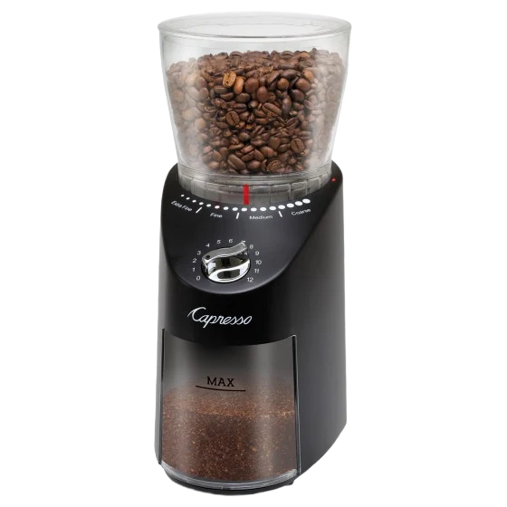 Authentic Capresso Infinity Plus Conical Burr Black Coffee Grinder Elite