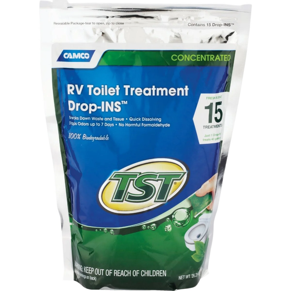 Luxury Camco TST Drop-Ins Tank and Toilet Bowl Cleaner Lightweight