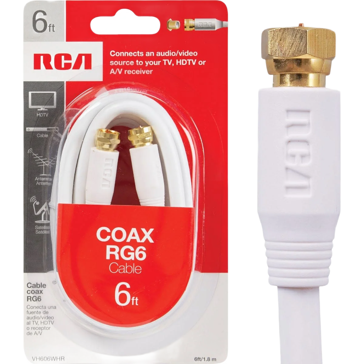 Fine Crafted RCA 6 ft. White Digital RG6 Coaxial Cable Original