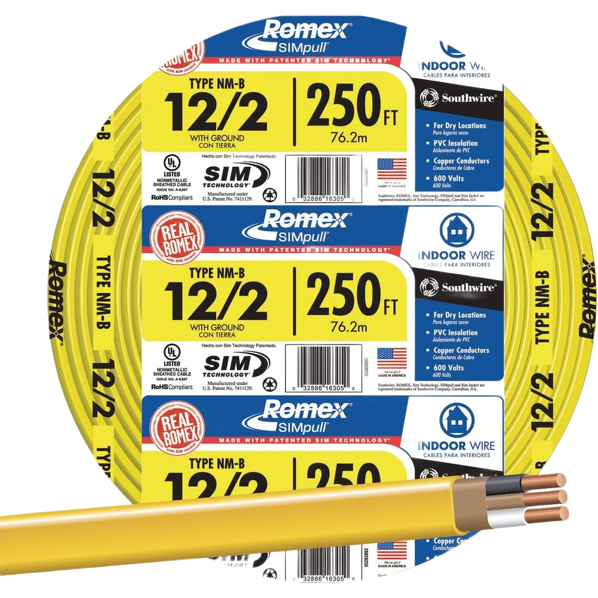 Top-Quality Romex 250 ft. 12-2 Yellow Solid NMW G Wire Innovative