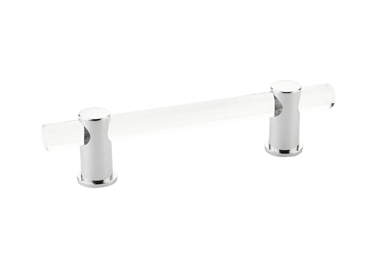 Authentic Schaub Polished Chrome Acrylic Lumiere Cabinet Pull Healthy