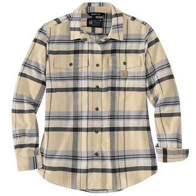 High-Performance Carhartt Women’s Med Oat Milk TENCEL trade Fiber Series Long-Sleeve Flannel Shirt Powerful