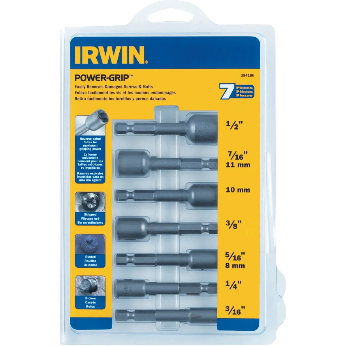 Crafted Irwin Power Grip Screw Bolt Extractor Set 7-Piece Advanced