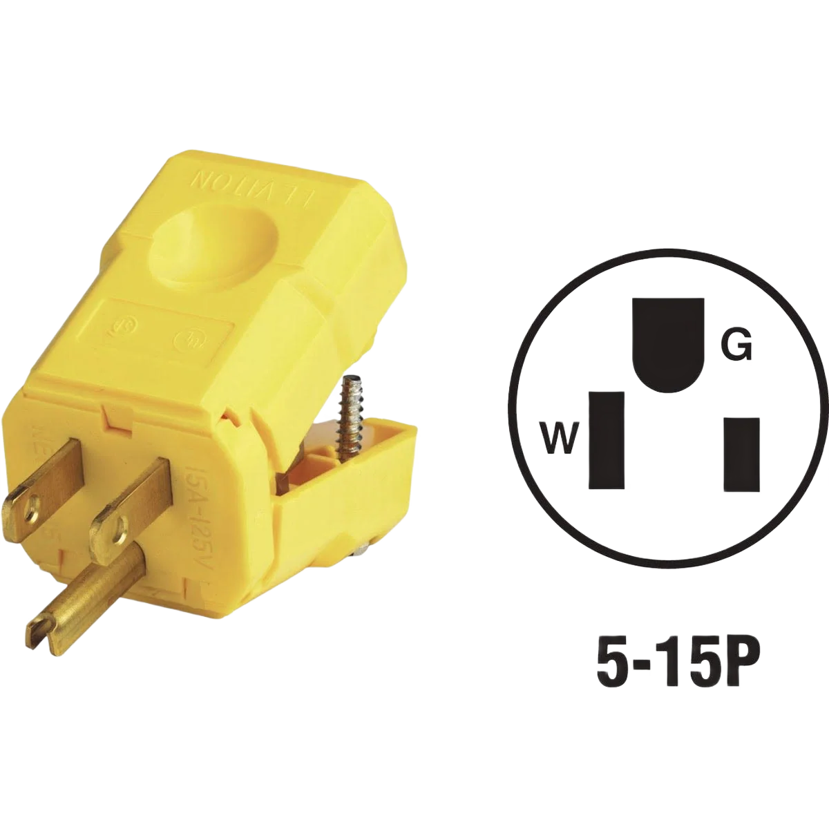 Original Leviton 15 Amp 125V 3-Wire 2-Pole Yellow Python Cord Plug Fine Crafted