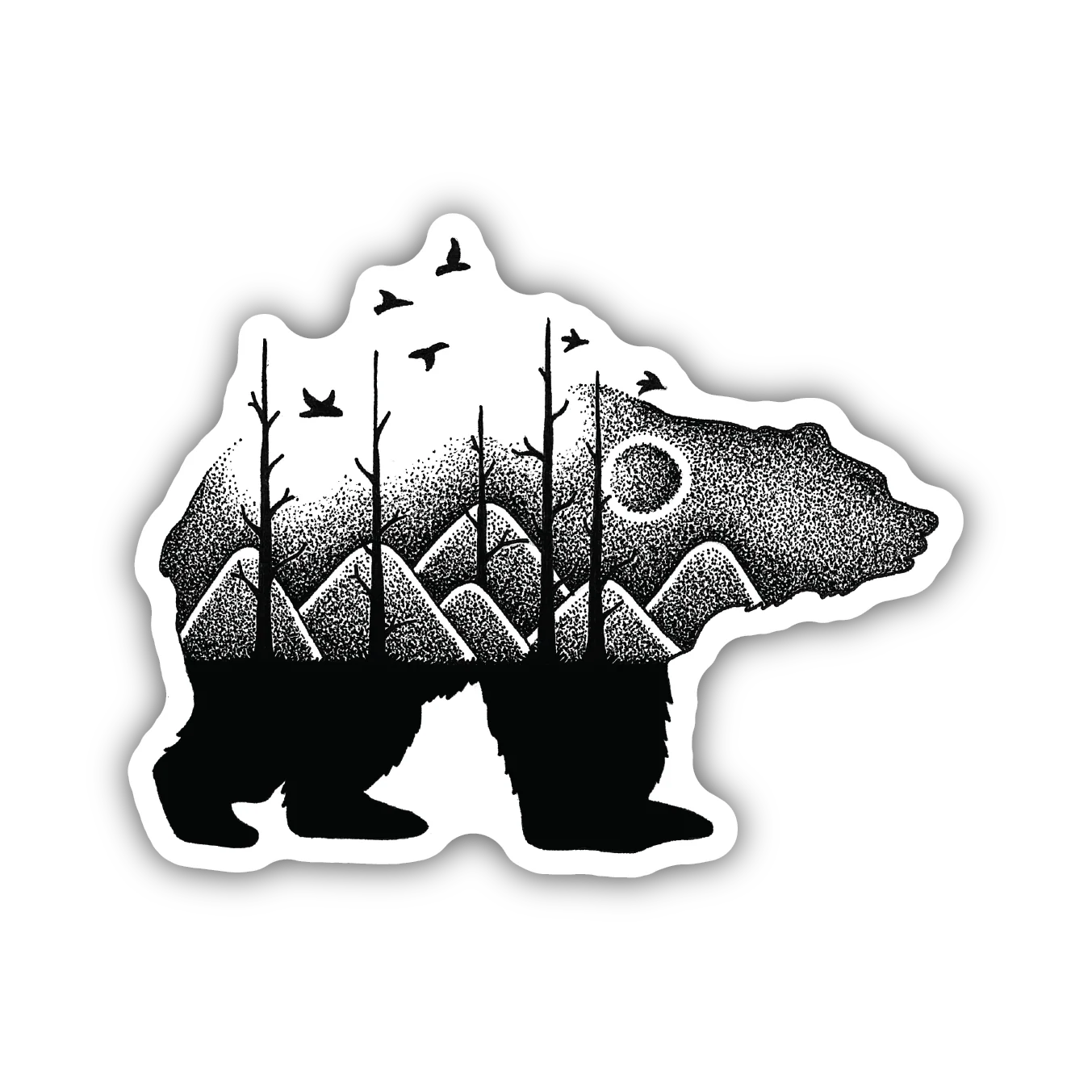 Unique Stickers Northwest Bear Mountain Scene Sticker Pure