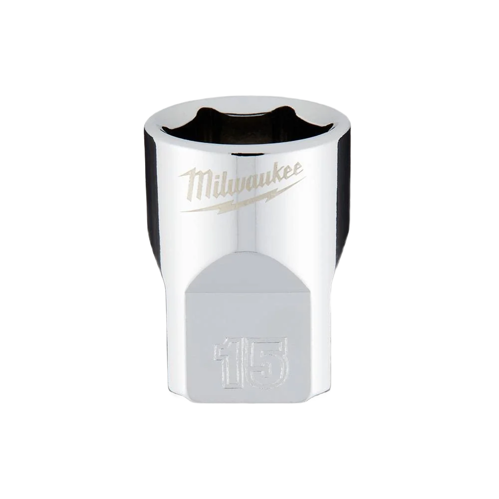Genuine Milwaukee 3 8 Drive 15-mm 6-Point Socket w FOUR FLAT™ Sides Smart