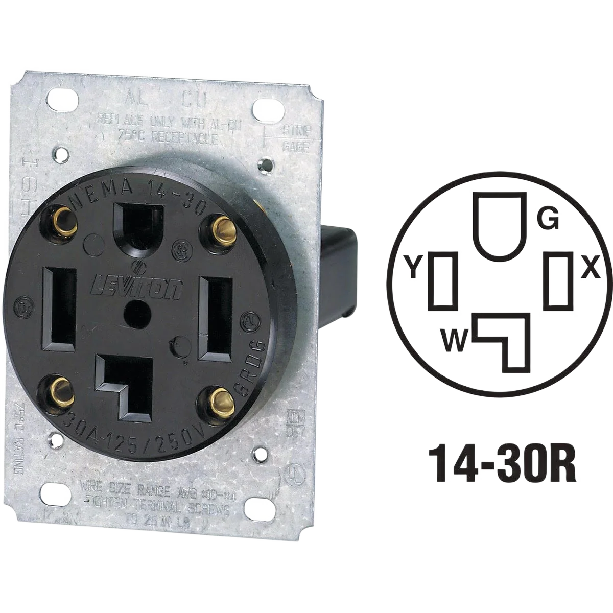 Versatile Leviton 30 Amp Black Flush Mount 4-Wire Dryer Power Outlet Traditional