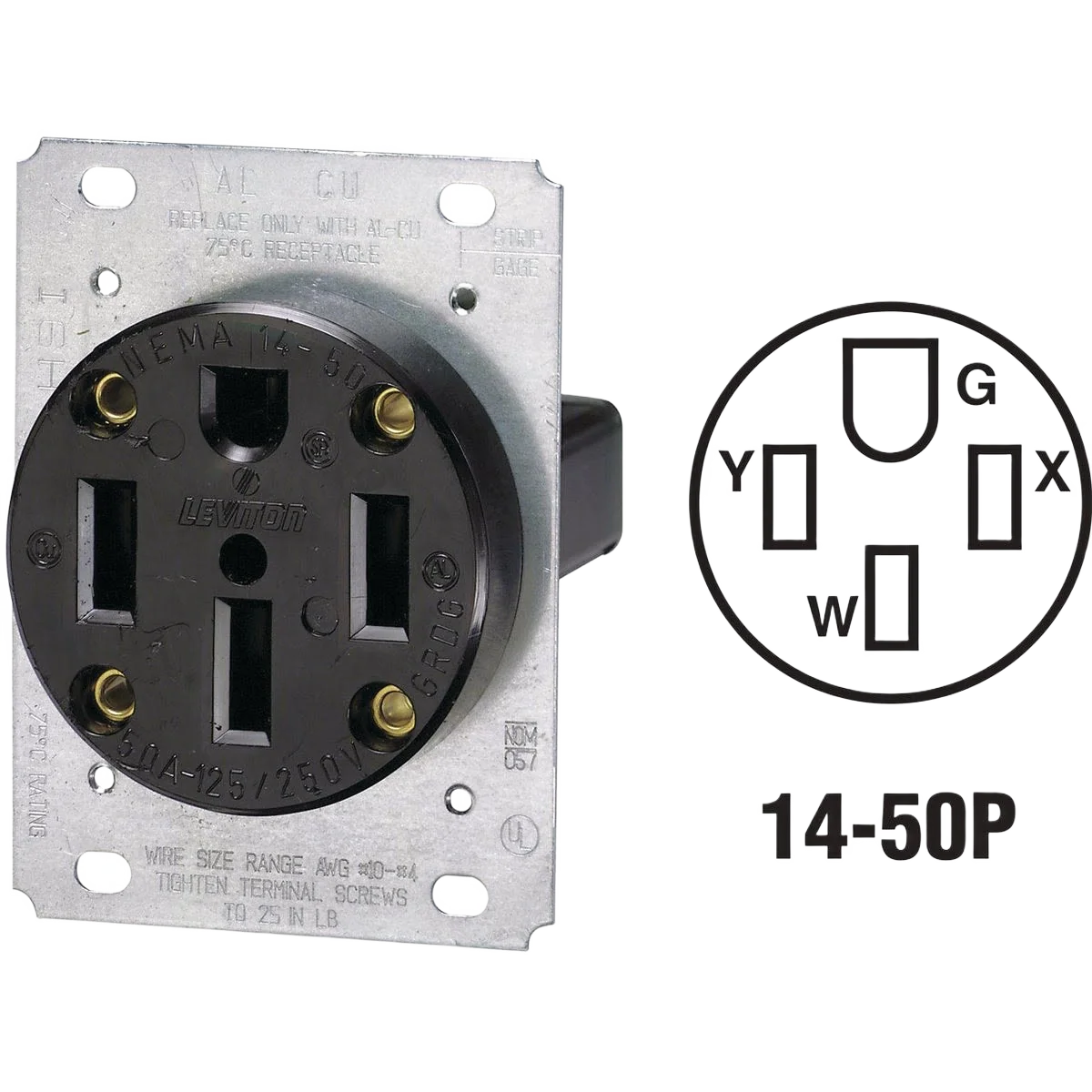 Crafted Leviton 50 Amp Black Flush Mount Grounding Range Power Outlet Fine