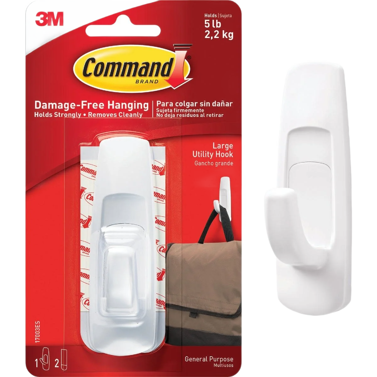 High-End 3M Command Large Utility Adhesive Hook User-Friendly