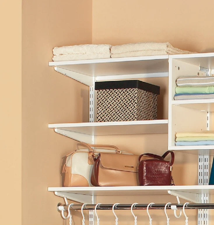 Flexible domRail White Melamine Closet Shelf 14 in. x 3 ft. Trendy
