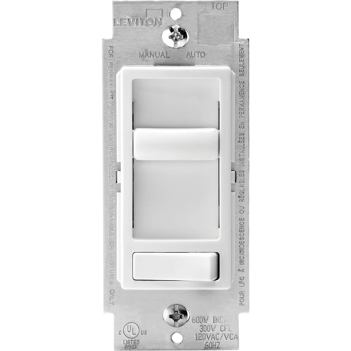 Durable Leviton Decora Incandescent LED CFL White Slide Dimmer Switch Easy-to-Use