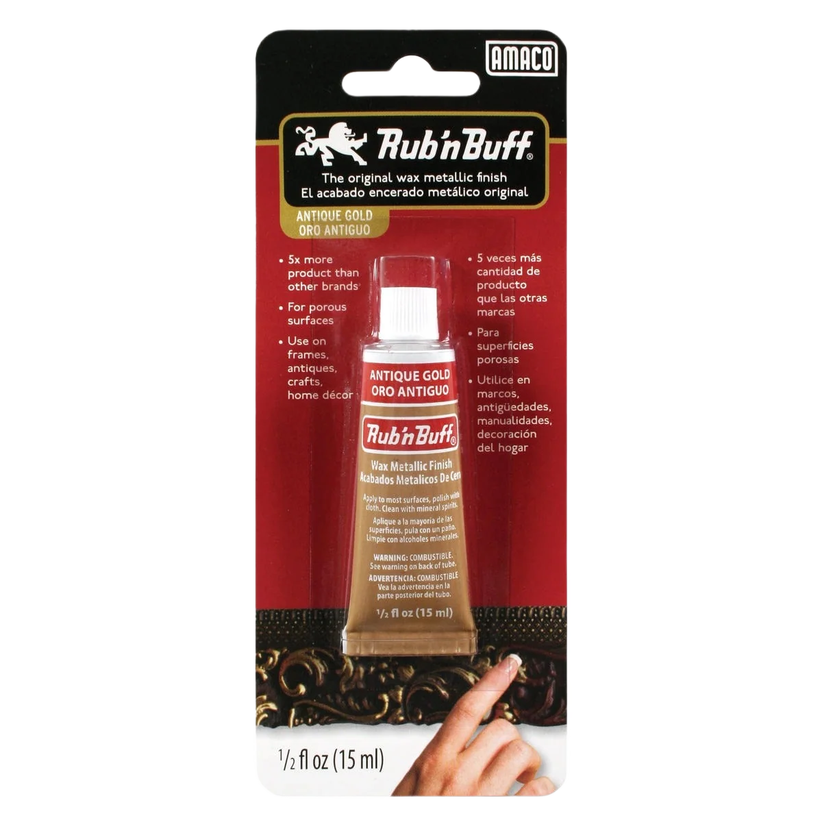 Enhanced Notions Rub ‘n Buff Wax Antique Gold Metallic Finish 0.5 fl oz. Fine