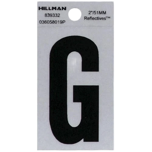 Artisan Hillman 2 in. Black Silver Reflective Mylar Square Cut Sticker Letter G Reliable