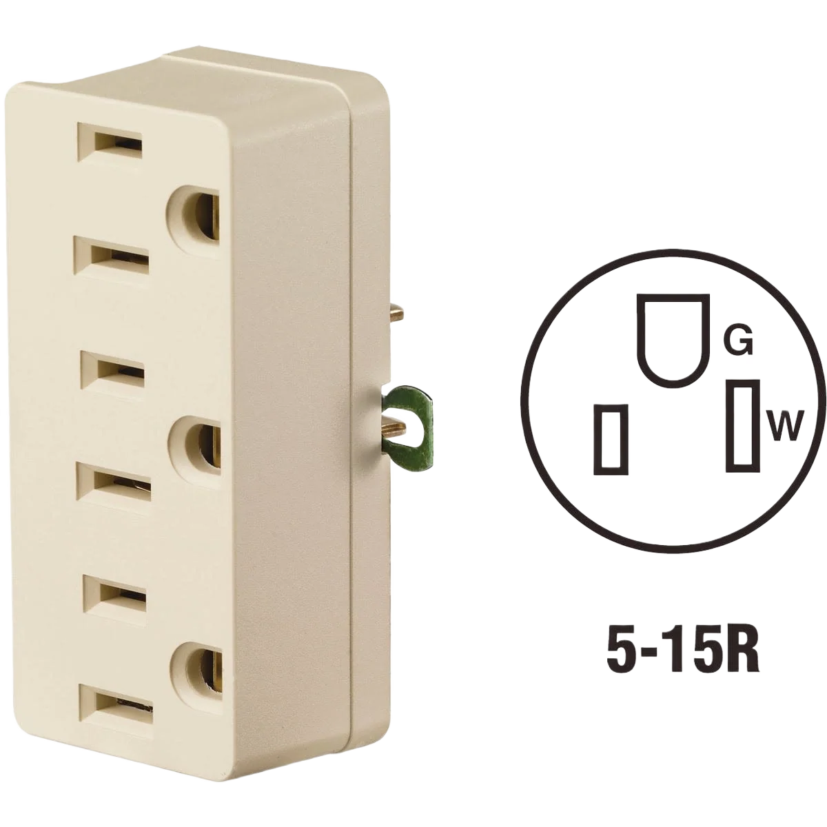Detailed Leviton Ivory 15A 3-Outlet Tap Advanced