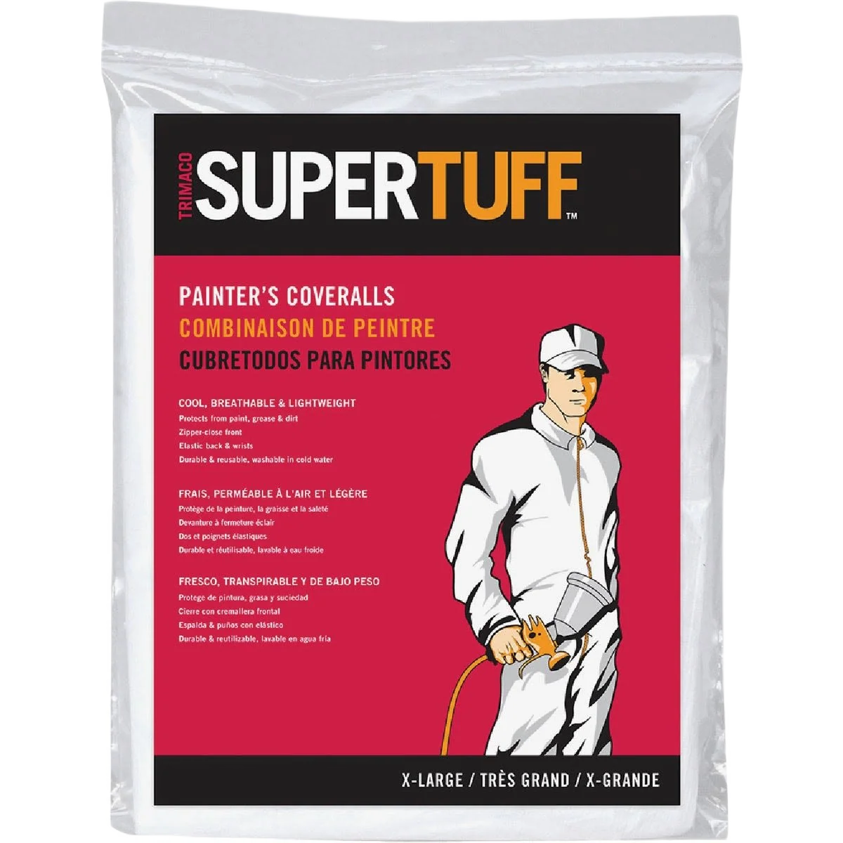 Clean Trimaco SuperTuff White Reusable Painter’s Coveralls XL Elegant