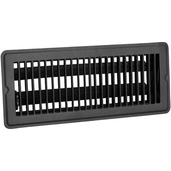 Solid Home Impressions Matte Black Steel Floor Register 4 In. x 12 In. Modern