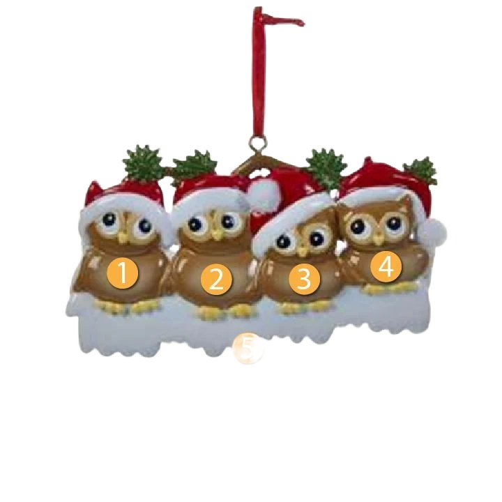 Outstanding Kurt S. Adler Personalized Owl Family of 4 Ornament World-Class