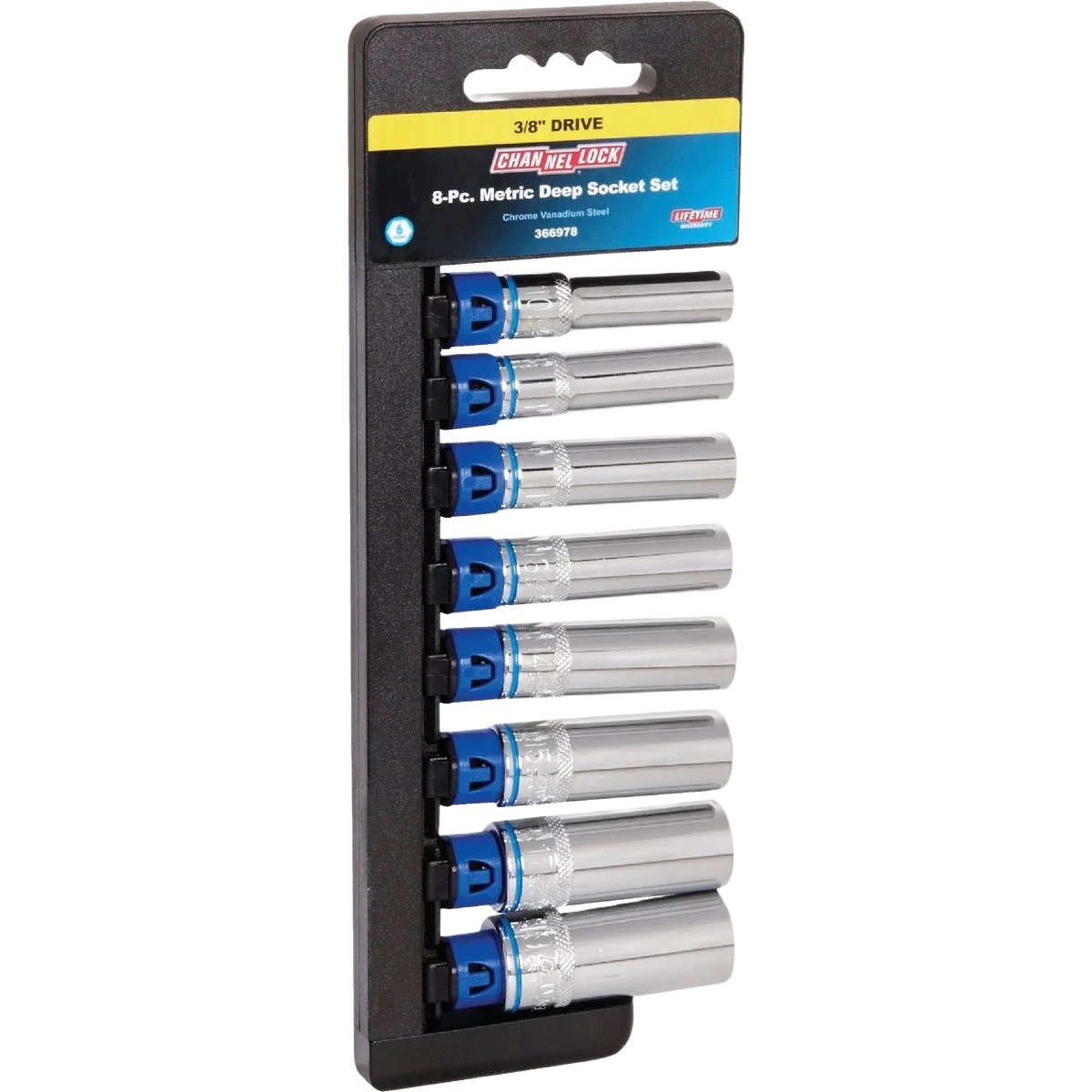 Innovative Channellock 3 8 in. Drive 6-Point Deep Metric Socket Set 8-Piece Green