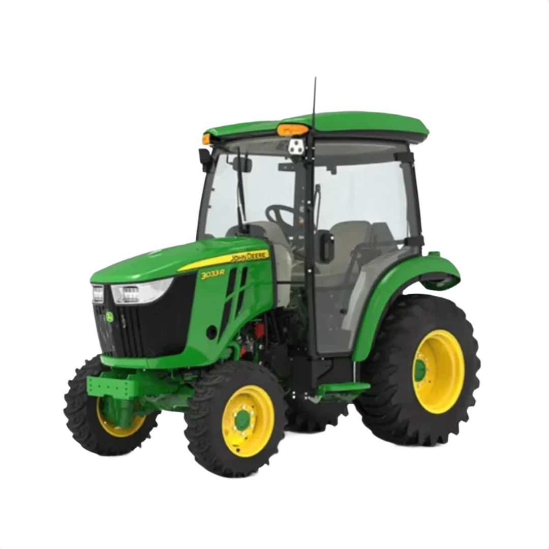 World-Class John Deere 3033R Compact Tractor with Snow Cab with Standard Seat Reusable