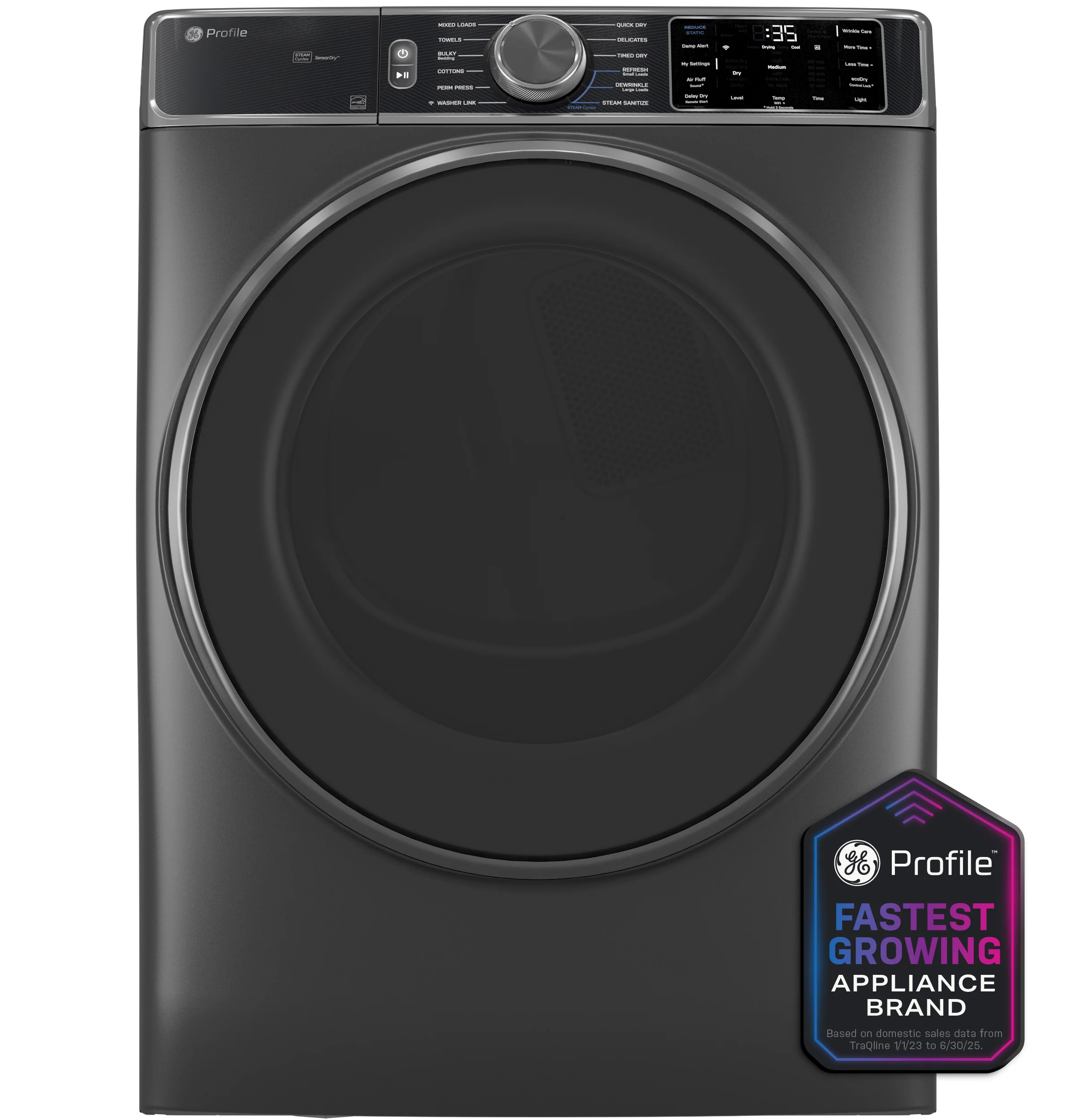 Durable GE Profile™ ENERGY STAR® 7.8 cu. ft. Capacity Smart Front Load Gas Dryer with Steam and Sanitize Cycle Trusted